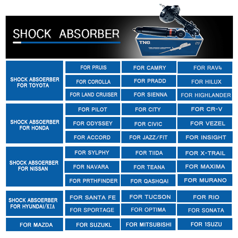 TNG Factory Suspension Parts Front Rear Shock Absorbers for Toyota Corolla AE100 AE101 EE100 EE101 333115 333114 333117 333116